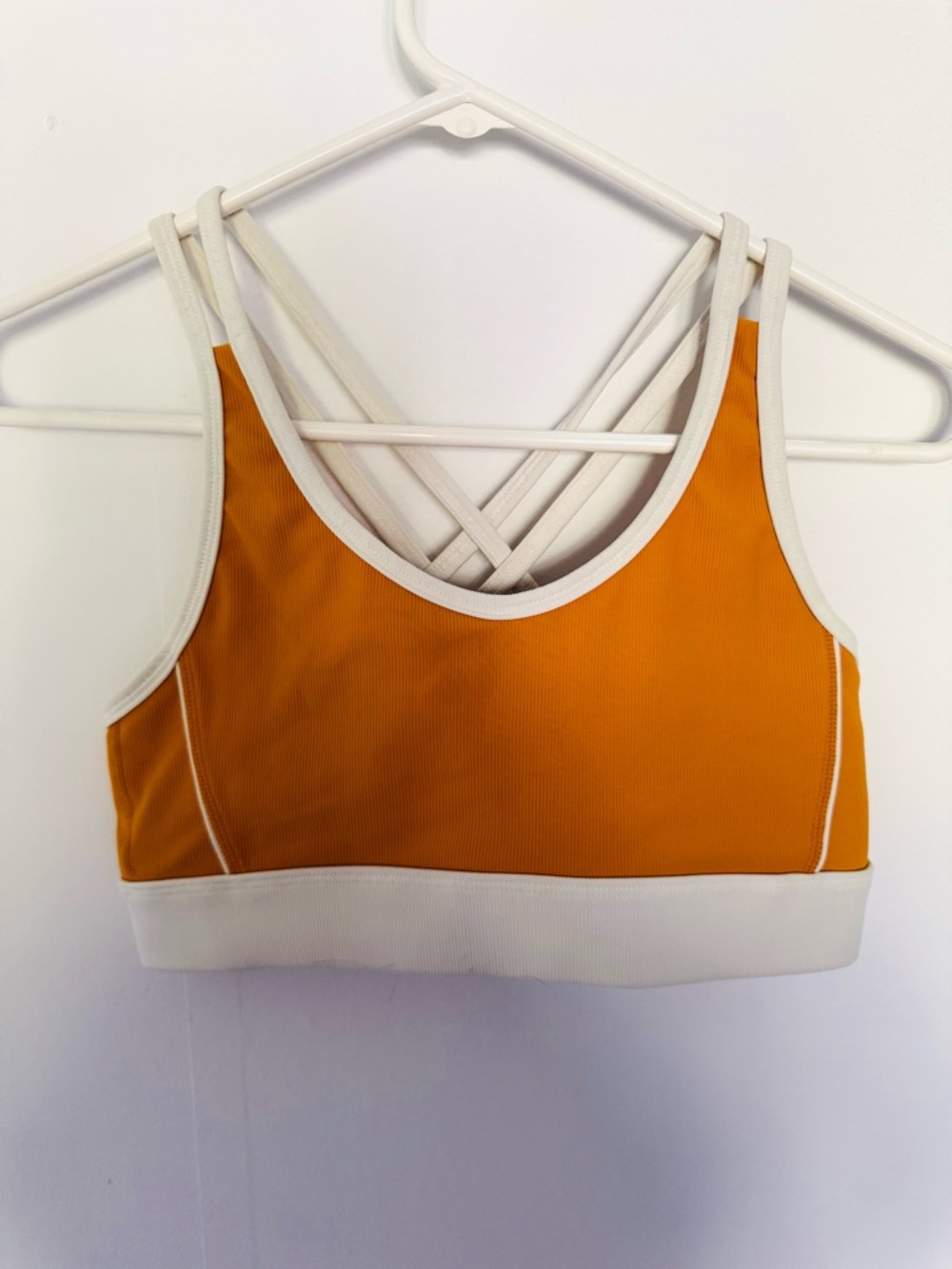 Wilo The Label Women's Strappy Crop Sports Bra - Mustard with Cream Trim